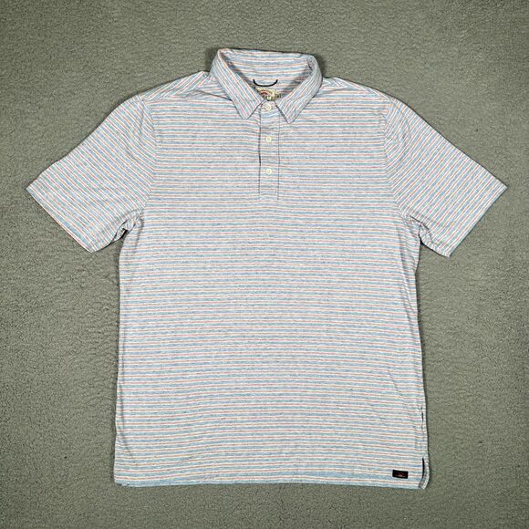Faherty Other - Faherty Shirt Mens Large Red Blue Striped Polo Stretch Preppy Pima Cotton Blend